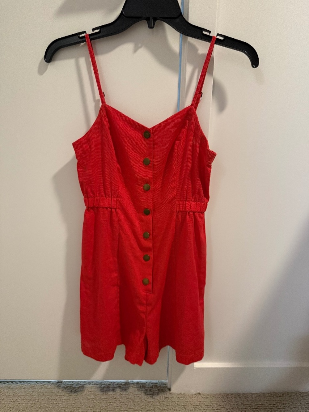 Cope Urban Outfitters Coral Red Natural Fiber Linen Cotton Blend Romper XS